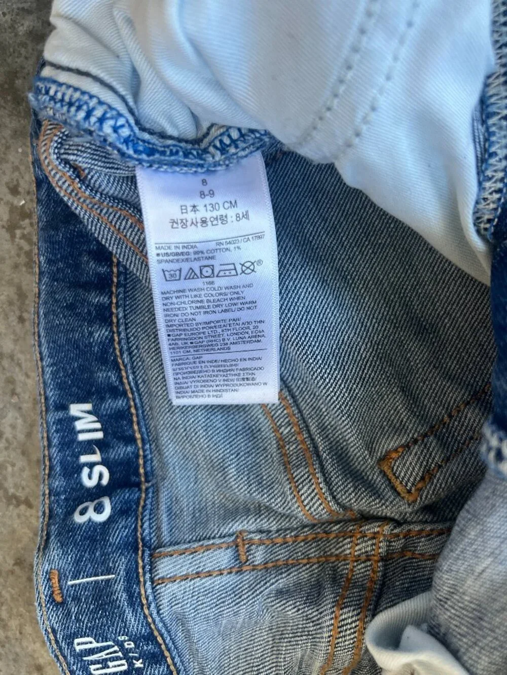 Gap Kids Boys Blue Slim Jeans Size 8 Slim Adjustable Waist Stretch Denim